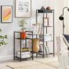 imageSONGMICS 5Tier Storage Rack Bathroom Shelf Extendable Plant Stand with Adjustable Shelf for Bathroom Living Room Balcony Kitchen Black UBSC35BK 118 x 15 x 504 InchesBlack