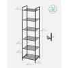 imageSONGMICS 5Tier Storage Rack Bathroom Shelf Extendable Plant Stand with Adjustable Shelf for Bathroom Living Room Balcony Kitchen Black UBSC35BK 118 x 15 x 504 InchesBlack