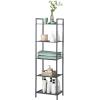 imageSONGMICS 5Tier Storage Rack Bathroom Shelf Extendable Plant Stand with Adjustable Shelf for Bathroom Living Room Balcony Kitchen Black UBSC35BK 118 x 15 x 504 InchesBlack