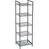 imageSONGMICS 5Tier Storage Rack Bathroom Shelf Extendable Plant Stand with Adjustable Shelf for Bathroom Living Room Balcony Kitchen Black UBSC35BK 118 x 15 x 504 InchesBlack