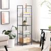 imageSONGMICS 5Tier Storage Rack Bathroom Shelf Extendable Plant Stand with Adjustable Shelf for Bathroom Living Room Balcony Kitchen Black UBSC35BK 118 x 15 x 504 InchesBlack