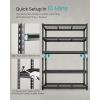 imageSONGMICS 5Tier Storage Shelves HeavyDuty Garage Shelving Adjustable Shelving Unit Steel Shelf Boltless Assembly for Garage 2200 lb Load 24 x 48 x 72 Inches Ink Black UGLR454B0124D x 144W x 72H
