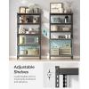imageSONGMICS 5Tier Storage Shelves Load 2310 lb Garage Storage Boltless Assembly Adjustable Shelving Unit 118 x 295 x 591 Inches for Study Shed Basement Black and Rustic Brown UGLR300B11Black  Natural Beige