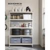 imageSONGMICS 5Tier Storage Shelves Load 2310 lb Garage Storage Boltless Assembly Adjustable Shelving Unit 118 x 295 x 591 Inches for Study Shed Basement Black and Rustic Brown UGLR300B11Silver  Natural Beige