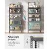 imageSONGMICS 5Tier Storage Shelves Load 2310 lb Garage Storage Boltless Assembly Adjustable Shelving Unit 118 x 295 x 591 Inches for Study Shed Basement Black and Rustic Brown UGLR300B11Gray  Natural Beige