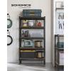imageSONGMICS 5Tier Storage Shelves Load 2310 lb Garage Storage Boltless Assembly Adjustable Shelving Unit 118 x 295 x 591 Inches for Study Shed Basement Black and Rustic Brown UGLR300B11Black  Natural Beige