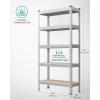 imageSONGMICS 5Tier Storage Shelves Load 2310 lb Garage Storage Boltless Assembly Adjustable Shelving Unit 118 x 295 x 591 Inches for Study Shed Basement Black and Rustic Brown UGLR300B11Silver  Natural Beige