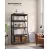 imageSONGMICS 5Tier Storage Shelves Load 2310 lb Garage Storage Boltless Assembly Adjustable Shelving Unit 118 x 295 x 591 Inches for Study Shed Basement Black and Rustic Brown UGLR300B11Black  Rustic Brown