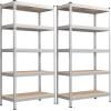 imageSONGMICS 5Tier Storage Shelves Load 2310 lb Set of 2 Garage Storage Boltless Assembly Adjustable Shelving Unit 118 x 295 x 591 Inches for Study Shed Basement Black UGLR300B02Silver