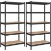 imageSONGMICS 5Tier Storage Shelves Load 2310 lb Set of 2 Garage Storage Boltless Assembly Adjustable Shelving Unit 118 x 295 x 591 Inches for Study Shed Basement Black UGLR300B02Black