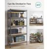 imageSONGMICS 5Tier Storage Shelves Load 2310 lb Set of 2 Garage Storage Boltless Assembly Adjustable Shelving Unit 177 x 354 x 709 Inches for Study Shed Basement Gray UGLR450G02