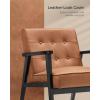 imageSONGMICS Accent Leisure Chair MidCentury Modern Arm Chair with Solid Wood Armrests and Legs 1Seat Cushioned Sofa for Living Room Bedroom Balcony Studio Classic Black ULAC001B01Coffee Brown
