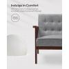 imageSONGMICS Accent Leisure Chair MidCentury Modern Arm Chair with Solid Wood Armrests and Legs 1Seat Cushioned Sofa for Living Room Bedroom Balcony Studio Classic Black ULAC001B01Dove Gray