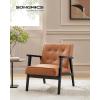 imageSONGMICS Accent Leisure Chair MidCentury Modern Arm Chair with Solid Wood Armrests and Legs 1Seat Cushioned Sofa for Living Room Bedroom Balcony Studio Classic Black ULAC001B01Coffee Brown