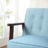 imageSONGMICS Accent Leisure Chair MidCentury Modern Arm Chair with Solid Wood Armrests and Legs 1Seat Cushioned Sofa for Living Room Bedroom Balcony Studio Classic Black ULAC001B01Lake Blue