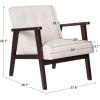 imageSONGMICS Accent Leisure Chair MidCentury Modern Arm Chair with Solid Wood Armrests and Legs 1Seat Cushioned Sofa for Living Room Bedroom Balcony Studio Classic Black ULAC001B01Beige