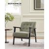 imageSONGMICS Accent Leisure Chair MidCentury Modern Arm Chair with Solid Wood Armrests and Legs 1Seat Cushioned Sofa for Living Room Bedroom Balcony Studio Classic Black ULAC001B01Olive Green