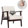 imageSONGMICS Accent Leisure Chair MidCentury Modern Arm Chair with Solid Wood Armrests and Legs 1Seat Cushioned Sofa for Living Room Bedroom Balcony Studio Classic Black ULAC001B01Beige