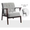 imageSONGMICS Accent Leisure Chair MidCentury Modern Arm Chair with Solid Wood Armrests and Legs 1Seat Cushioned Sofa for Living Room Bedroom Balcony Studio Classic Black ULAC001B01Light Gray