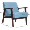 imageSONGMICS Accent Leisure Chair MidCentury Modern Arm Chair with Solid Wood Armrests and Legs 1Seat Cushioned Sofa for Living Room Bedroom Balcony Studio Classic Black ULAC001B01Lake Blue