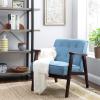 imageSONGMICS Accent Leisure Chair MidCentury Modern Arm Chair with Solid Wood Armrests and Legs 1Seat Cushioned Sofa for Living Room Bedroom Balcony Studio Classic Black ULAC001B01Lake Blue