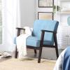 imageSONGMICS Accent Leisure Chair MidCentury Modern Arm Chair with Solid Wood Armrests and Legs 1Seat Cushioned Sofa for Living Room Bedroom Balcony Studio Classic Black ULAC001B01Lake Blue