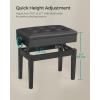 imageSONGMICS Adjustable Wooden Piano Bench Stool with Sheet Music Storage Black ULPB57H