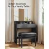 imageSONGMICS Adjustable Wooden Piano Bench Stool with Sheet Music Storage Black ULPB57H