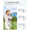imageSONGMICS Badminton Net Height Adjustable Volleyball Net Pickleball Net for Junior Tennis Kids Indoor Outdoor Court Foldable Nylon Net with Poles 10ft13ft165ft WideBlue