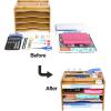 imageSONGMICS Bamboo File Organizer Paper Sorter with 5 Adjustable Shelves Top Storage Compartments Natural UOFS44YFile Organizer
