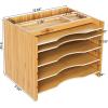 imageSONGMICS Bamboo File Organizer Paper Sorter with 5 Adjustable Shelves Top Storage Compartments Natural UOFS44YFile Organizer