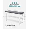 imageSONGMICS Bamboo Shoe Bench 3Tier Shoe Rack Organizer for Entryway Living Room Bench Seat Holds Up to 300 lb 119 x 283 x 192 Inches Cloud White and Slate Gray ULBS604W01Cloud White  Slate Gray