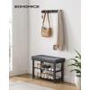 imageSONGMICS Bamboo Shoe Bench 3Tier Shoe Rack Organizer for Entryway Living Room Bench Seat Holds Up to 300 lb 119 x 283 x 192 Inches Cloud White and Slate Gray ULBS604W01Ink Black  Slate Gray