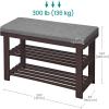 imageSONGMICS Bamboo Shoe Bench 3Tier Shoe Rack Organizer for Entryway Living Room Bench Seat Holds Up to 300 lb 119 x 283 x 192 Inches Cloud White and Slate Gray ULBS604W01Rustic Walnut  Slate Gray