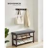 imageSONGMICS Bamboo Shoe Bench 3Tier Shoe Rack Organizer for Entryway Living Room Bench Seat Holds Up to 300 lb 119 x 283 x 192 Inches Cloud White and Slate Gray ULBS604W01Rustic Walnut  Slate Gray