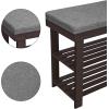 imageSONGMICS Bamboo Shoe Bench 3Tier Shoe Rack Organizer for Entryway Living Room Bench Seat Holds Up to 300 lb 119 x 283 x 192 Inches Cloud White and Slate Gray ULBS604W01Rustic Walnut  Slate Gray