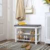 imageSONGMICS Bamboo Shoe Bench 3Tier Shoe Rack Organizer for Entryway Living Room Bench Seat Holds Up to 300 lb 119 x 283 x 192 Inches Cloud White and Slate Gray ULBS604W01Cloud White  Slate Gray