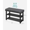 imageSONGMICS Bamboo Shoe Bench 3Tier Shoe Rack Organizer for Entryway Living Room Bench Seat Holds Up to 300 lb 119 x 283 x 192 Inches Cloud White and Slate Gray ULBS604W01Ink Black  Slate Gray
