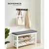 imageSONGMICS Bamboo Shoe Bench 3Tier Shoe Rack Organizer for Entryway Living Room Bench Seat Holds Up to 300 lb 119 x 283 x 192 Inches Cloud White and Slate Gray ULBS604W01Cloud White  Slate Gray
