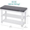 imageSONGMICS Bamboo Shoe Bench 3Tier Shoe Rack Organizer for Entryway Living Room Bench Seat Holds Up to 300 lb 119 x 283 x 192 Inches Cloud White and Slate Gray ULBS604W01Cloud White  Slate Gray