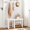 imageSONGMICS Bamboo Shoe Bench Shoe Rack for Boots Entryway Storage Organizer 3Tier Shoe Shelf for Hallway Bathroom Living Room Corridor White ULBS006W01 112 x 338 x 178 Inches112D x 338W x 178H