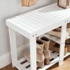 imageSONGMICS Bamboo Shoe Bench Shoe Rack for Boots Entryway Storage Organizer 3Tier Shoe Shelf for Hallway Bathroom Living Room Corridor White ULBS006W01 112 x 338 x 178 Inches112D x 338W x 178H