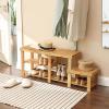 imageSONGMICS Bamboo Shoe Bench Shoe Rack for Boots Entryway Storage Organizer 3Tier Shoe Shelf for Hallway Bathroom Living Room Corridor White ULBS006W01 112 x 338 x 178 Inches111D x 441W x 177H