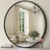 imageSONGMICS Bathroom Round Mirror for Wall 24 Inches Black Circle MirrorMetal Framefor Bathroom Over Sink Living Room Bedroom Entryway Hallway Ink Black ULWM102B01Ink Black
