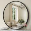 imageSONGMICS Bathroom Round Mirror for Wall 24 Inches Black Circle MirrorMetal Framefor Bathroom Over Sink Living Room Bedroom Entryway Hallway Ink Black ULWM102B01Ink Black