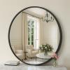imageSONGMICS Bathroom Round Mirror for Wall 24 Inches Black Circle MirrorMetal Framefor Bathroom Over Sink Living Room Bedroom Entryway Hallway Ink Black ULWM102B01Ink Black