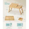imageSONGMICS Bed Laptop Desk Folding Bed Tray for Laptop up to 156 Inches Adjustable Angle and Height Portable for Working Reading Writing Breakfast Bamboo Legs Drawer Heather Greige ULLD105W01Light Bamboo