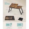imageSONGMICS Bed Laptop Desk Folding Bed Tray for Laptop up to 156 Inches Adjustable Angle and Height Portable for Working Reading Writing Breakfast Bamboo Legs Drawer Heather Greige ULLD105W01Rustic Brown