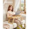imageSONGMICS Bed Laptop Desk Folding Bed Tray for Laptop up to 156 Inches Adjustable Angle and Height Portable for Working Reading Writing Breakfast Bamboo Legs Drawer Heather Greige ULLD105W01Light Bamboo
