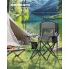 imageSONGMICS Camping Chair Folding Oversized Chair Comfortable and HeavyDuty 352 lb Weight Capacity Adjustable Armrests with Cooler Bag Storage Bag Breathable Mesh Bijou Blue UGCB060Q01Slate Gray